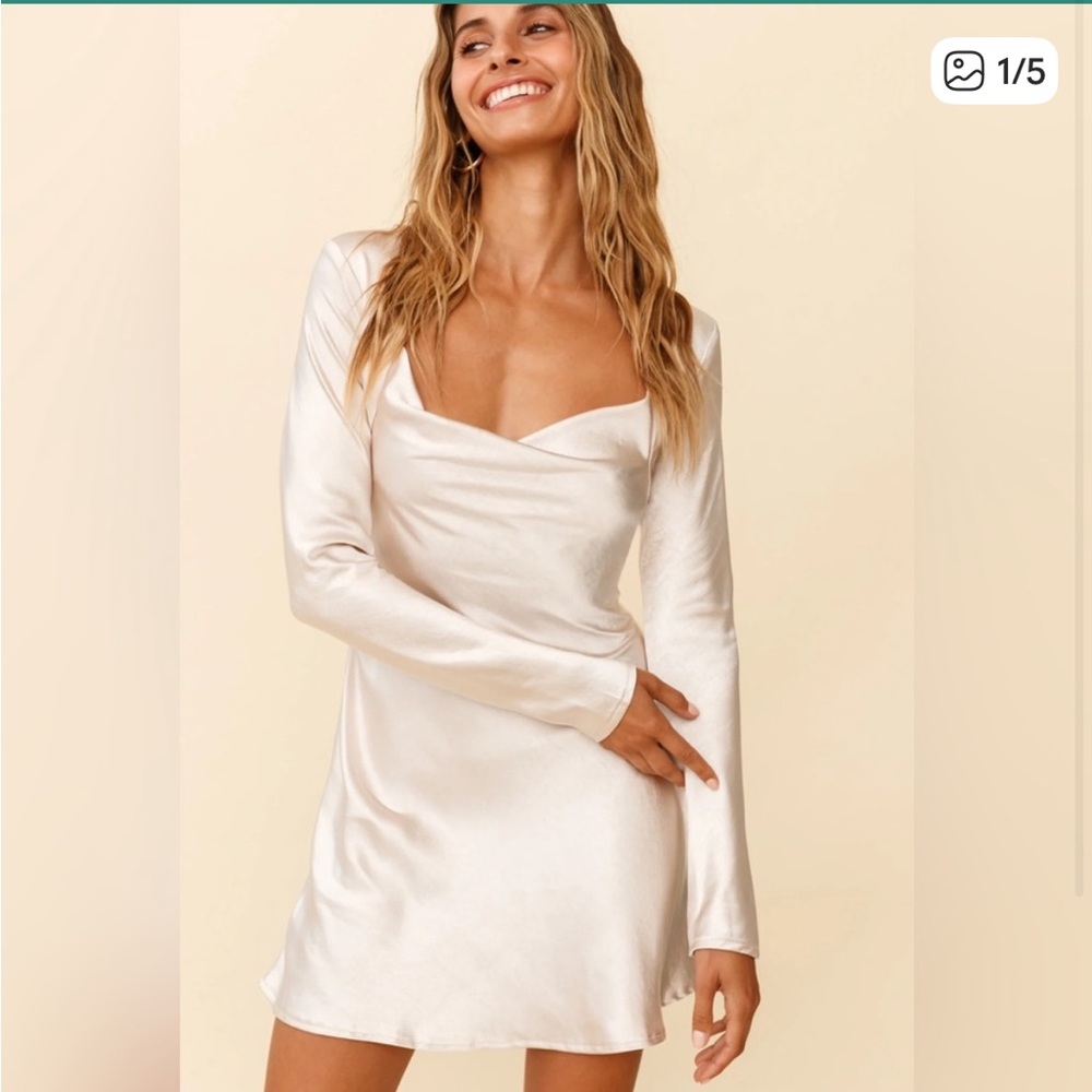Selfie Leslie Cream Long Sleeve Chemise